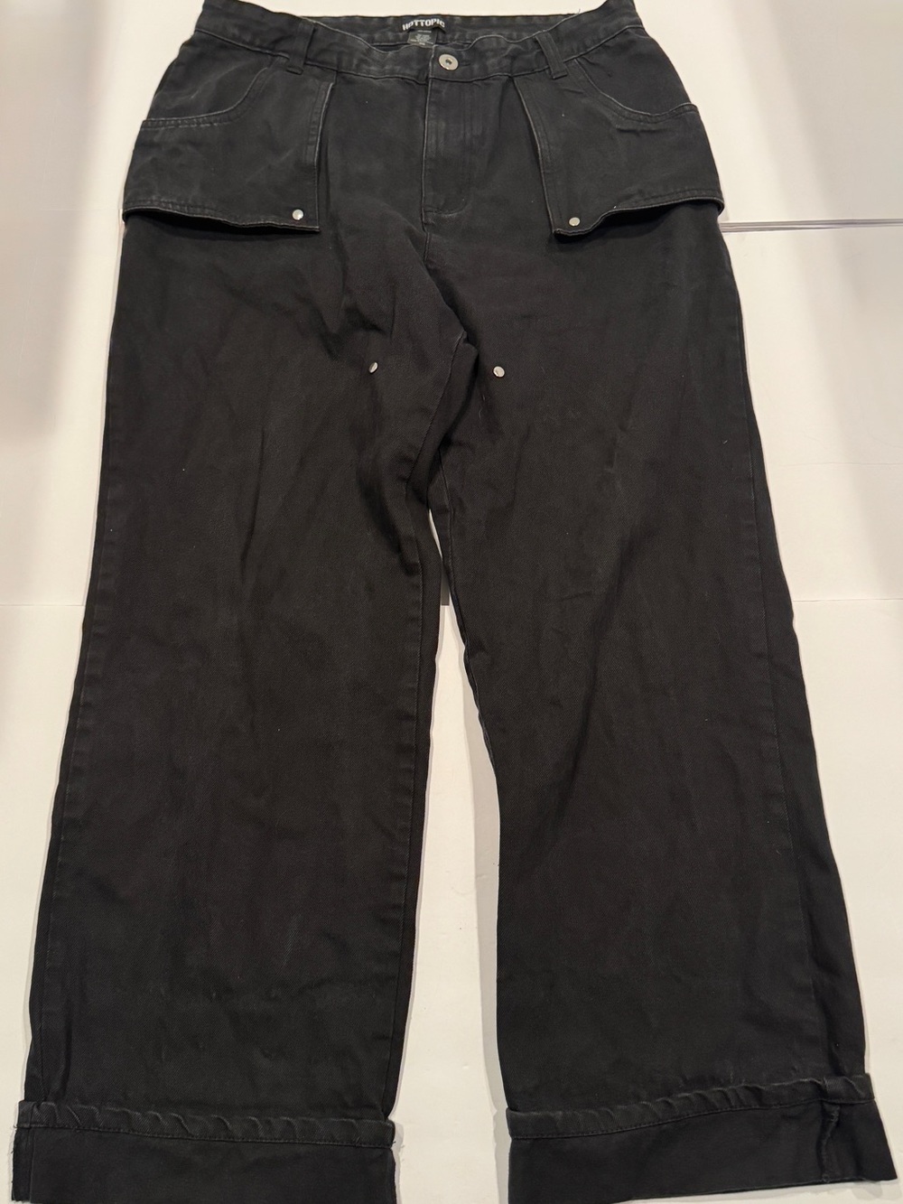Hot Topic Men 36 Baggy Wide Leg Pants Black Silver Rivet Goth Grunge Streetwear